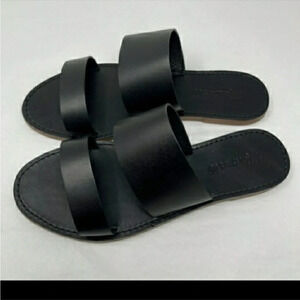 Madewell The Boardwalk Two Strap Black Flat Sandal
